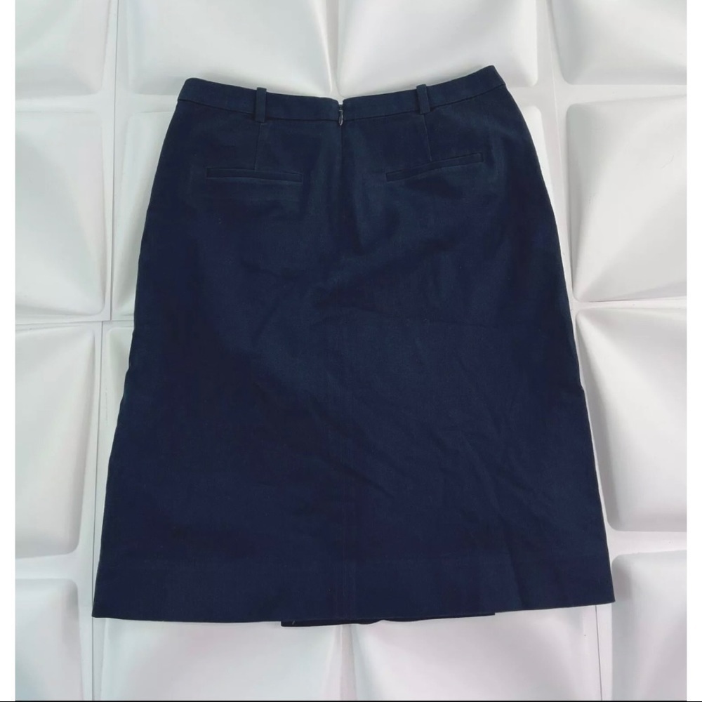 J Crew Sz 2 Navy Blue Box Pleat Patch Pocket xs Straight Pencil Skirt